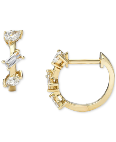 Zoe Lev 14k Yellow Gold Diamond Multi Cut Huggie Hoop Earrings