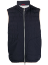 Brunello Cucinelli Men's Quilted Down Zip-front Vest In Blau