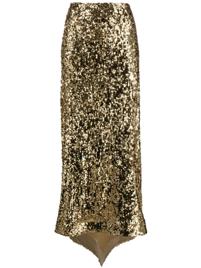 Atu Body Couture Sequin-embellished Maxi Skirt In Gold