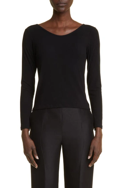 The Row Raya Stretch-jersey Top In Black