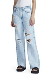 Rag & Bone Logan Ripped High Waist Wide Leg Jeans In Blue