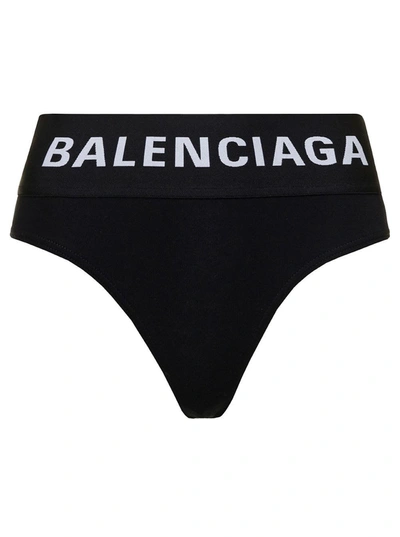 BALENCIAGA BALENCIAGA BLACK BRIEFS WITH BRANDED ELASTIC AT THE WAIST IN STRETCH COTTON WOMAN