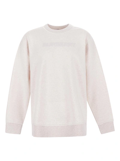 Burberry Embossed Logo Sweatshirt In Oatmeal Melange