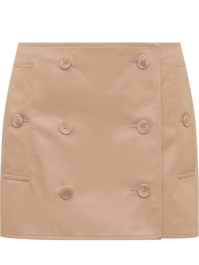 Burberry Cotton Gabardine Trench Miniskirt In Beige