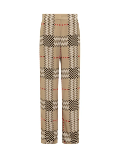 Burberry Jane Check-print Wide-leg Crepe Trousers In Brown