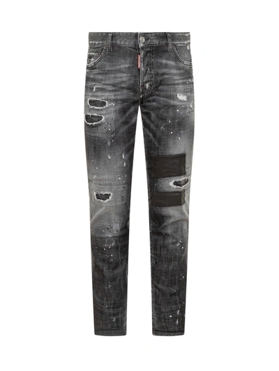 Dsquared2 High-rise Paint-splatter Effect Skinny Jeans In Black