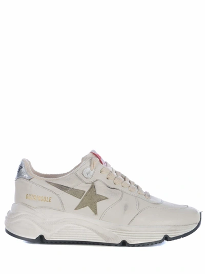 Golden Goose Running Sneakers In White Leather In Bianco