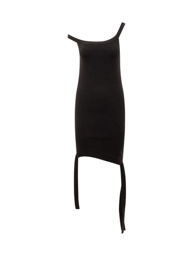 Jw Anderson Short Black Asymmetrical Sleeveless Dress In Nero