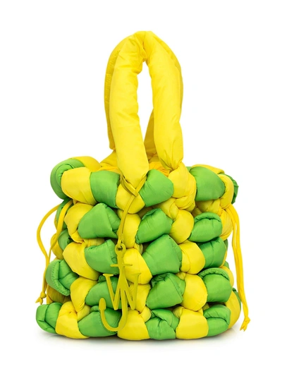 Jw Anderson Medium Knotted Bucket Tote Bag In Yellow/lime