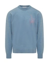 Jw Anderson J.w. Anderson Merino Wool Sweater In Denimblu/lilac
