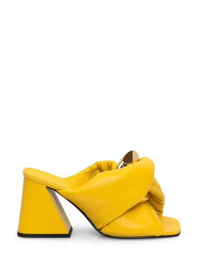 Jw Anderson Chain Twist Leather Mules In Yellow