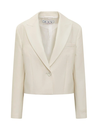 Off-white Cropped Single-breasted Blazer In White