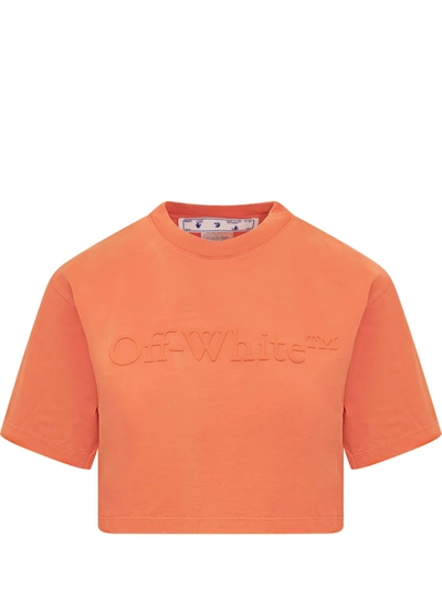 Off-white Laundry Raised Logo Crop T-shirt In Orange