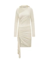 Off-white Viscose Crêpe Draped Dress In White