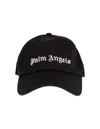 PALM ANGELS PALM ANGELS BLACK BASEBALL HAT WITH WHITE FRONT AND BACK LOGO