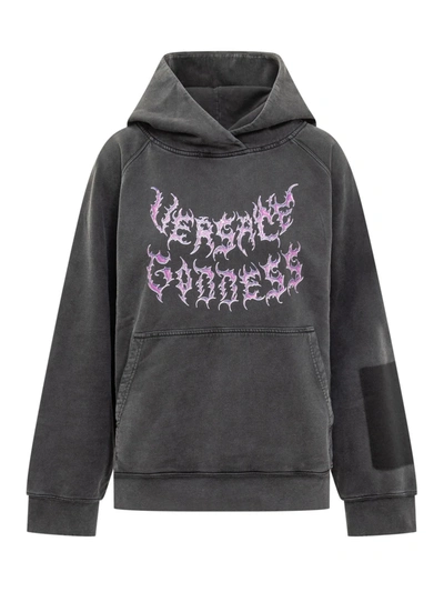 Versace Hooded Sweatshirt In Black