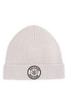 Rag & Bone Charlie Logo Patch Rib Wool Blend Beanie In Ivory