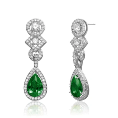 Genevive Cubic Zirconia Sterling Silver Yellow, Red, Green Or Clear Cubic Zirconia Dangle Earrings