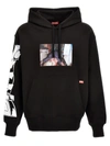 Diesel Red Tag Brushed Cotton Macs Hoodie With Print In Black