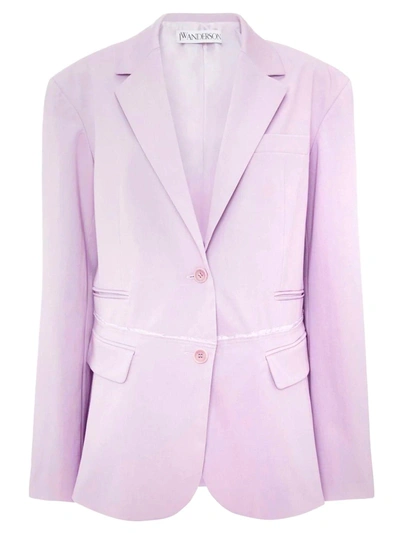 Jw Anderson Deconstructed Single-breasted Blazer Jacket In Lilac