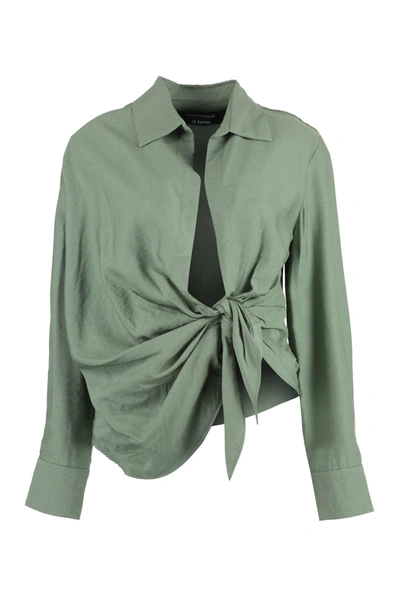 Jacquemus La Chemise Bahia Knotted Shirt In Green