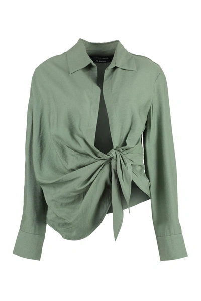 Jacquemus La Chemise Bahia打结衬衫 In Green