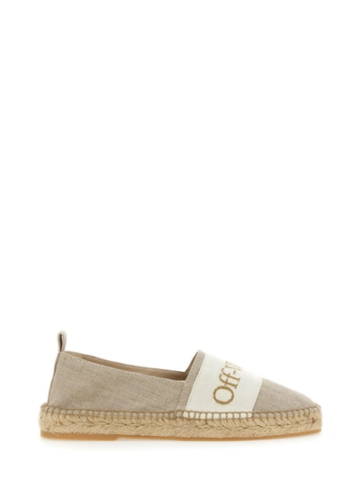 Off-white Bookish Espadrilles In Beige Cotton