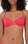 Skarlett Blue Smitten Underwire Eyelet Lace Demi Bra In Pink