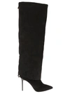 Balmain Suede Ariel Knee Length Boots In Pa Noir