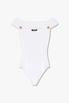 Balmain White Off-the-shoulder Bodysuit In White