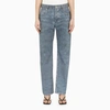 Bottega Veneta Blue Denim-effect Leather Trousers In Denim