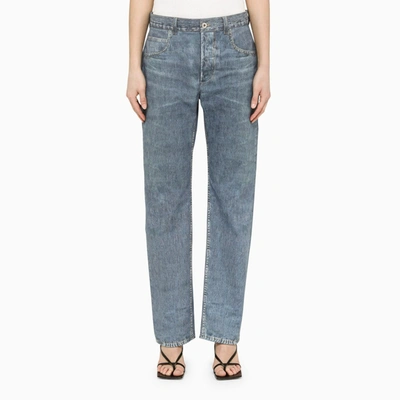 Bottega Veneta Blue Denim-effect Leather Trousers