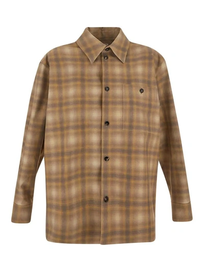 Bottega Veneta Beige Printed Leather Shirt In Default Title