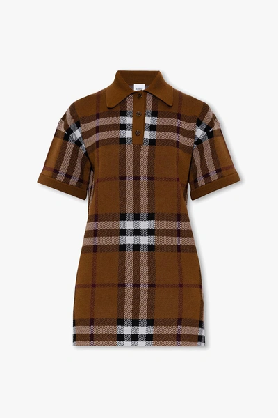 Burberry Carmella Knit Polo Dress In Brown