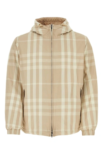 Burberry Embroidered Nylon Reversible Jacket In Soft Fawn Ip Chck