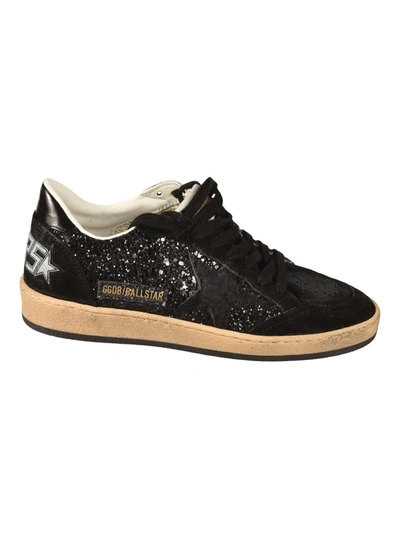 Golden Goose Ball Star Glitter And Suede Low-top Sneakers In Black