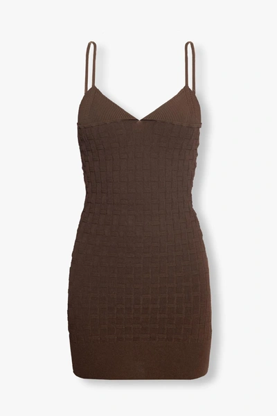 Jacquemus Brown Le Raphia 'la Robe Maille Tecido' Minidress