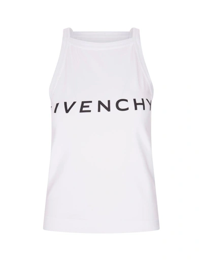 Givenchy Logo Printed Sleeveless Top In Bianco