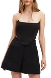 BARDOT PLATINUM STRAPLESS LINEN CORSET TOP