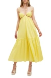 Bardot Willow Halter Neck Cotton Poplin Midi Dress In Sunshine