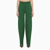 Attico Jagger Long Wool Pants In Green