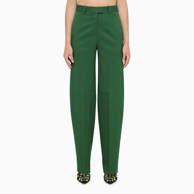 Attico Jagger Long Wool Pants In Green