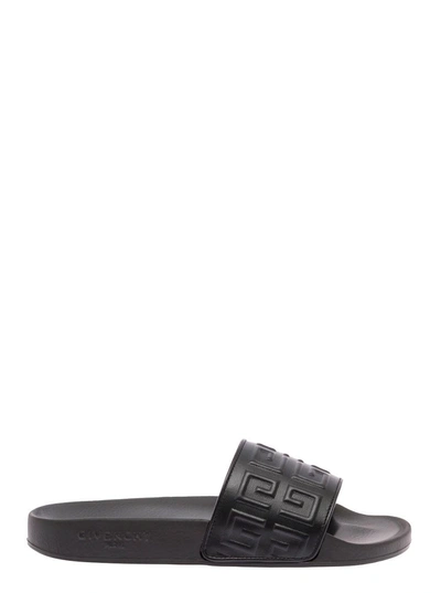 Givenchy 4g Logo Embossed Slip-on Sandals In Black