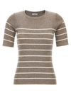 Brunello Cucinelli Lurex Striped Knit Crewneck Top In Multicolor