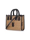 Burberry Freya Leather-trimmed Embroidered Raffia Tote In Default Title