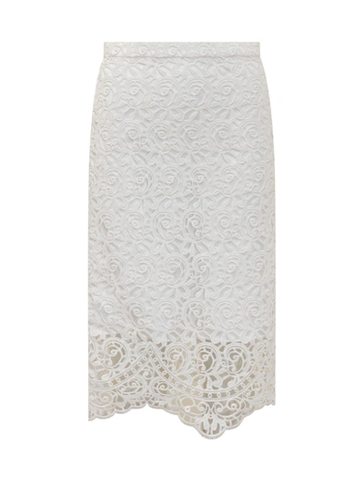 Burberry Lace Skirt In White