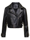 GIVENCHY GIVENCHY BLACK CROPPED BIKER JACKET IN CALF LEATHER WOMAN