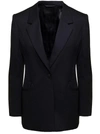 GIVENCHY GIVENCHY BLACK SINGLE-BREASTED JACKET WITH NOTCHED REVERS IN WOOL AND MOHAIR WOMAN