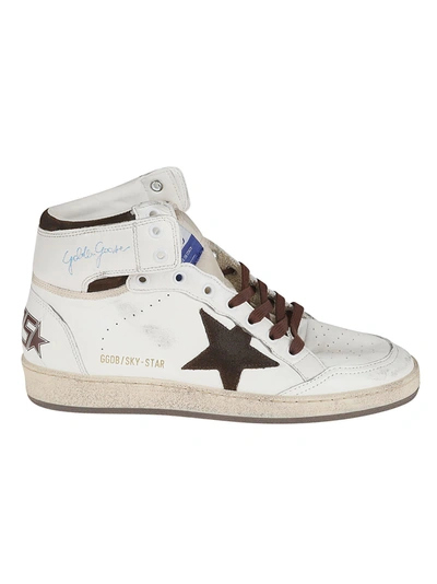 Golden Goose Sky-star High-top Sneakers In White/beige/chocolate