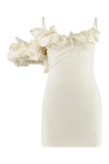 Jacquemus Duna Ruffled Wool-blend Mini Dress In White
